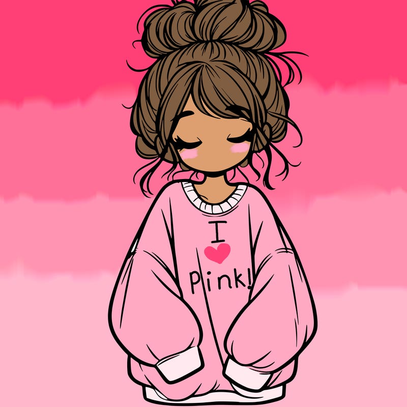 girl with baggy sweatshirt and messy bun