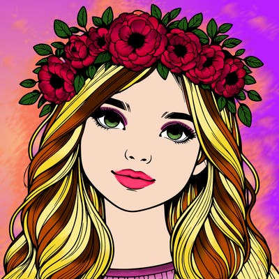 realistic girl with flower crown
