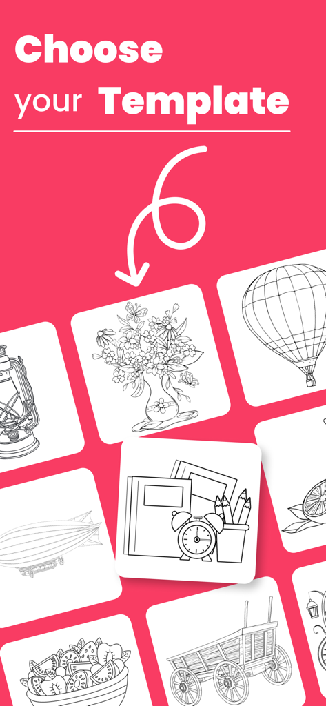 AR Draw : Trace To Sketch - Sélection de modèles de croquis comprenant des fleurs et des montgolfières dans l'application AR Draw