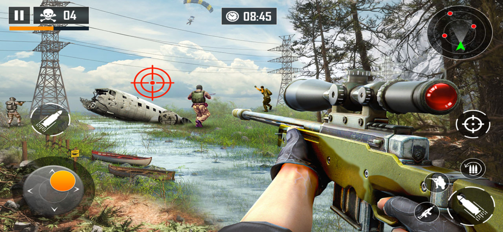 First person view of a sniper rifle in Fire Fury Max mobile shooting game