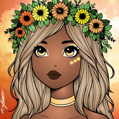 realistic girl with a flower crown
