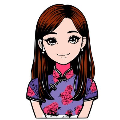 realistic asian girl wearing qipao