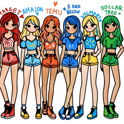 a group of girls wearing crop tops and shorts