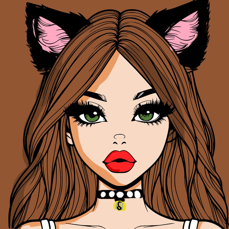 realistic girl with fox ears and realistic lips