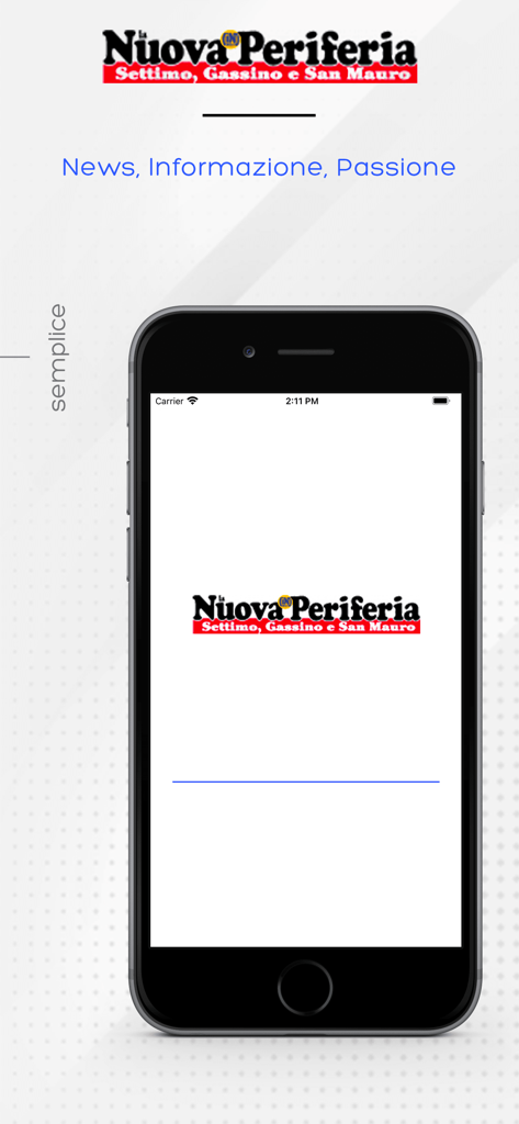 La nuova Periferia - Settimo - La Nuova Periferia Settimo local news app splash screen on a smartphone