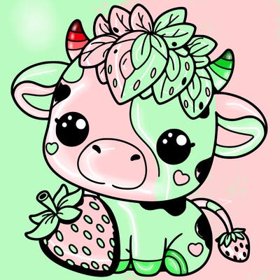 cute strawberry cow
