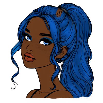 realistic girl with a ponytail on her hair and lips