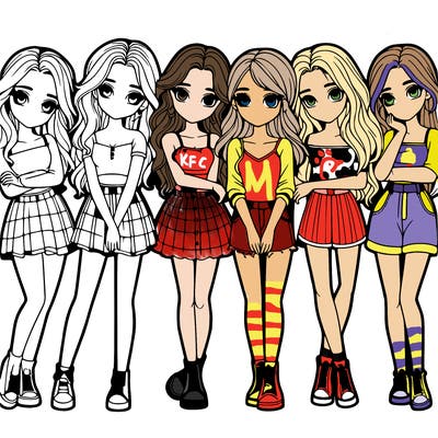 a group of girls realistic