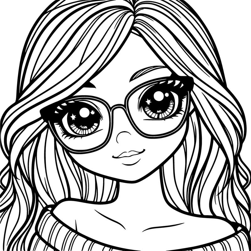 girl with beautiful eyes, hair, and glasses