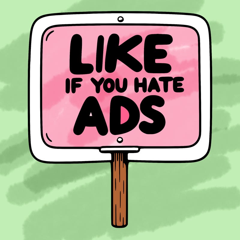 a sign that says like if you hate ads