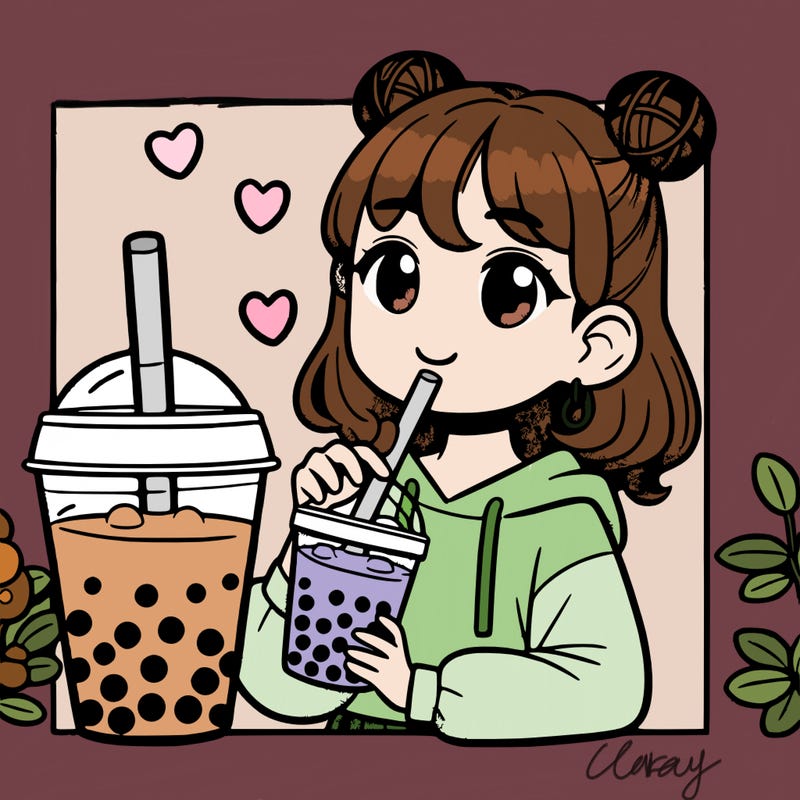 a girl holding a boba tea