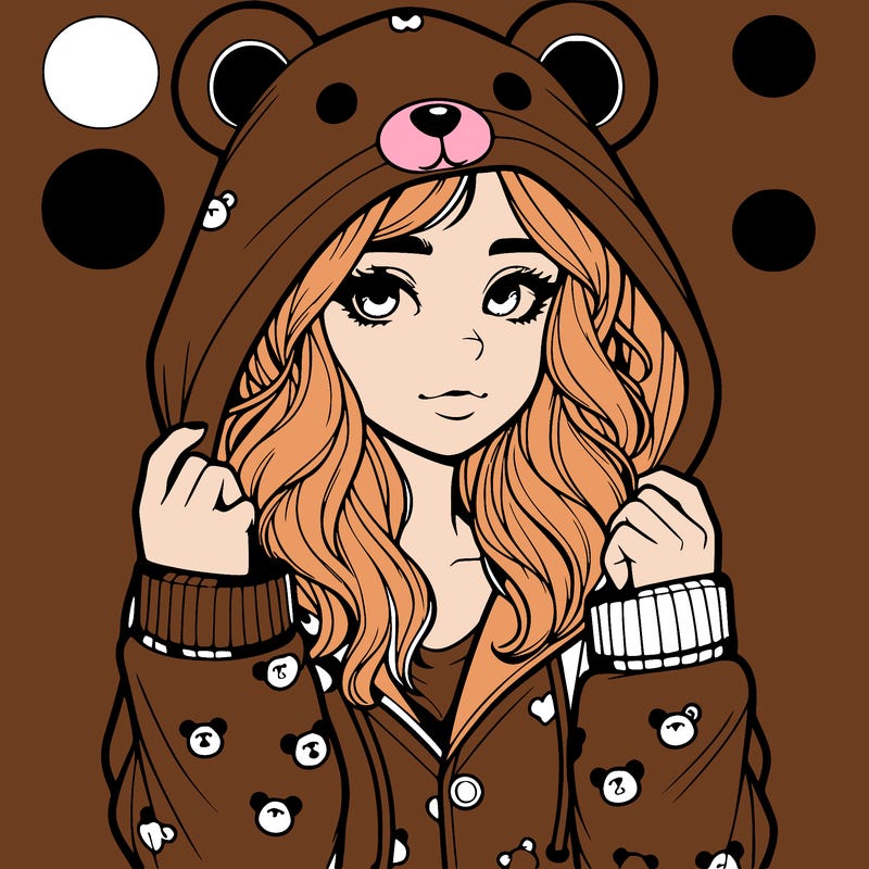realistic girl in a animal pjs hoodie