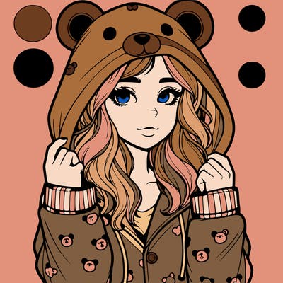 realistic girl in a animal pjs hoodie