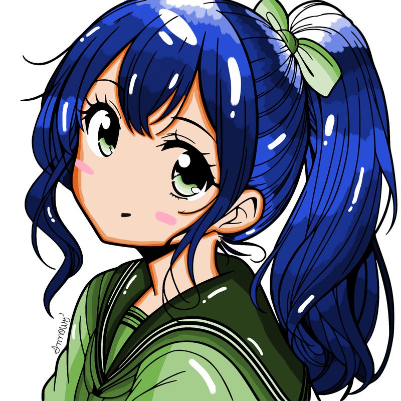 manga girl with ponytail