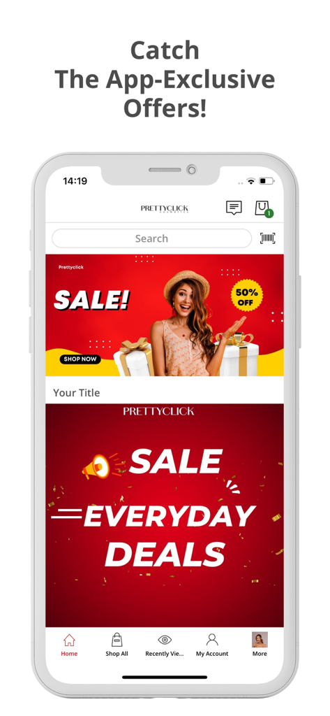 Prettyclicknepal - Prettyclicknepal app home screen with exclusive beauty sale banners