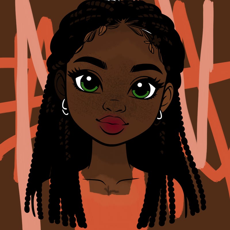 a realistic black girl with braids
