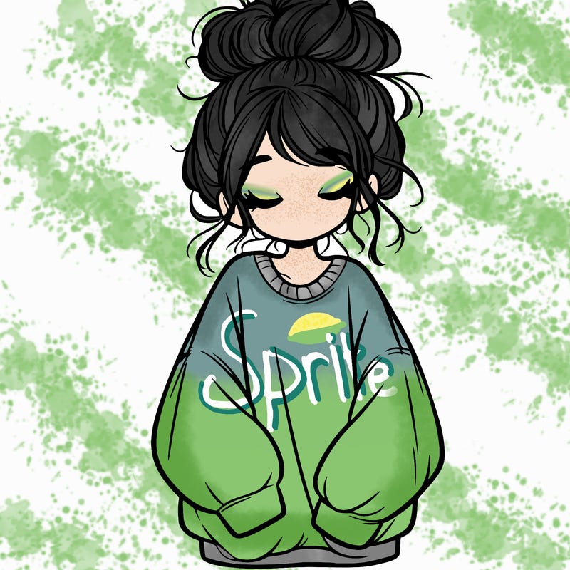 girl with baggy sweatshirt and messy bun