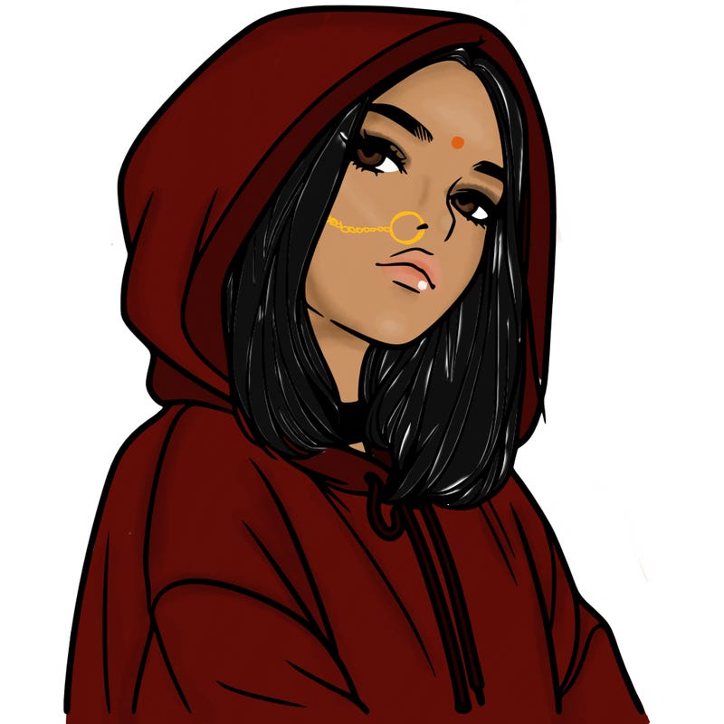 a realistic girl in a hoodie