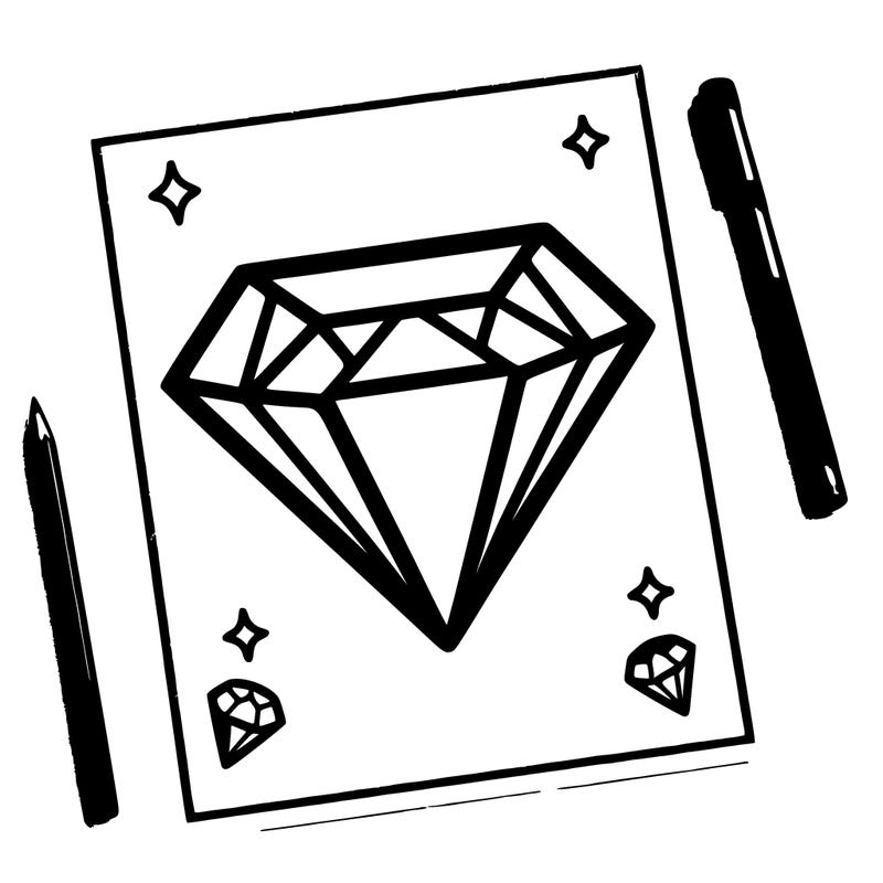 blank paper with diamond.i want a detailed diamond i want it to be kinda small bit not to small cause i want to put words around it