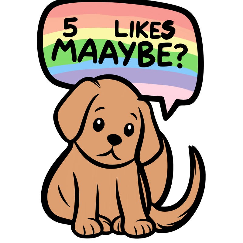 a puppy that says 5 like maybe