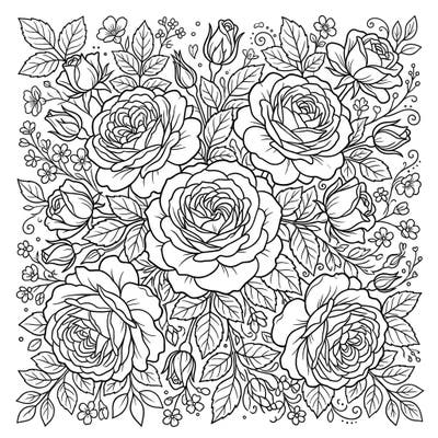 Immerse yourself in the beauty of English roses with this specially crafted coloring page. Its clear, large outlines make it perfect for seniors seeking a relaxing and engaging artistic activity.