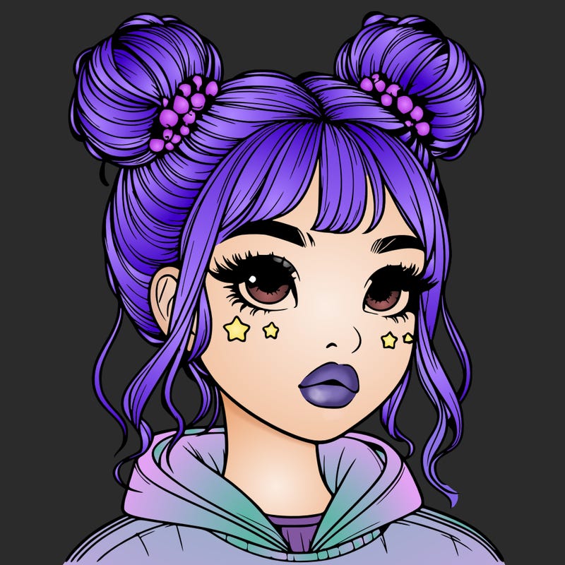 realistic girl with space buns