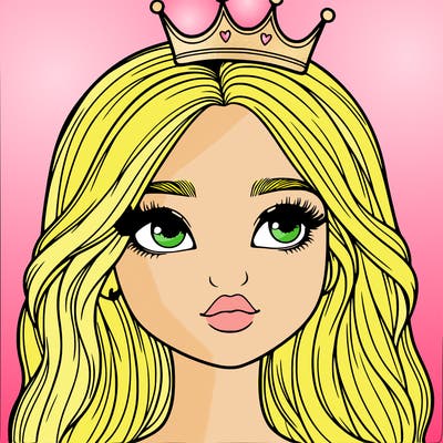 a realistic girl with a crown on