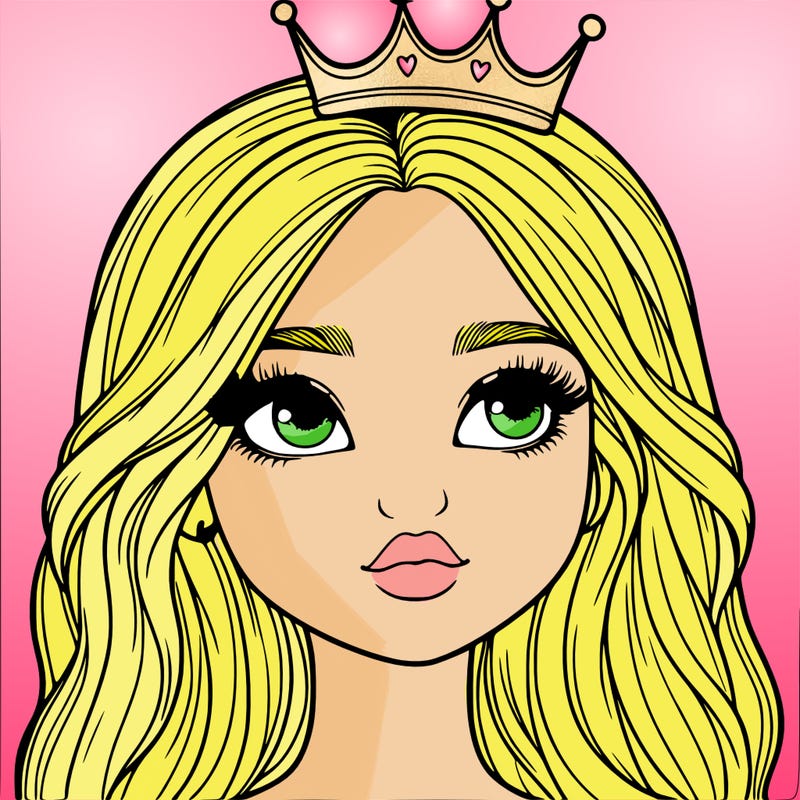 a realistic girl with a crown on