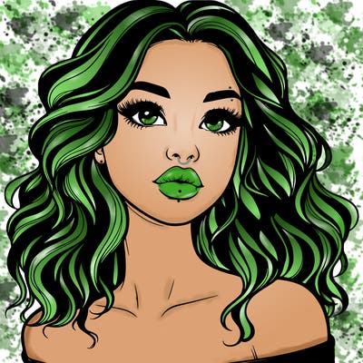 realistic girl with wavy hair and lips