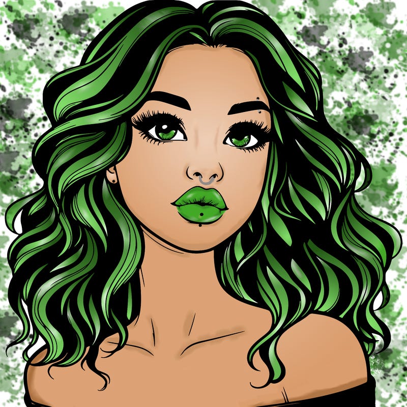 realistic girl with wavy hair and lips