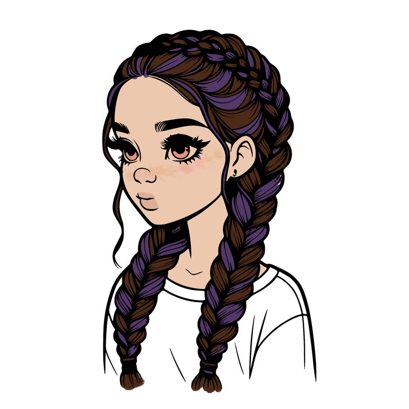 realistic girl with braids
