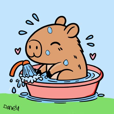 capybara taking a bath