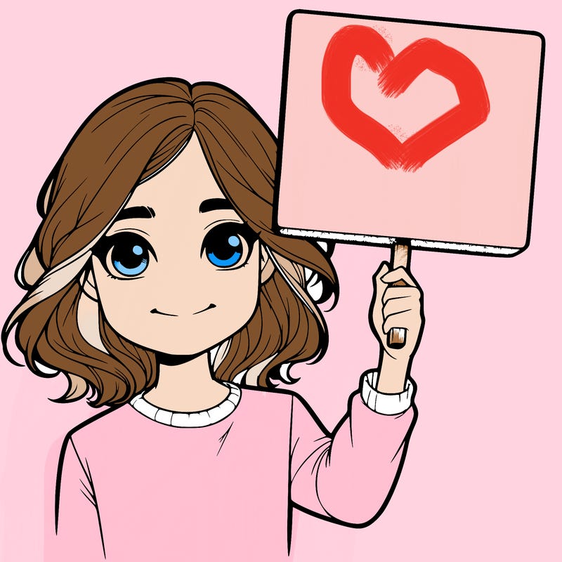 realistic girl holding up a sign