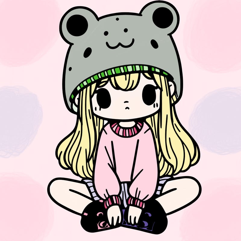 a girl wearing a frog hat and some frog socks