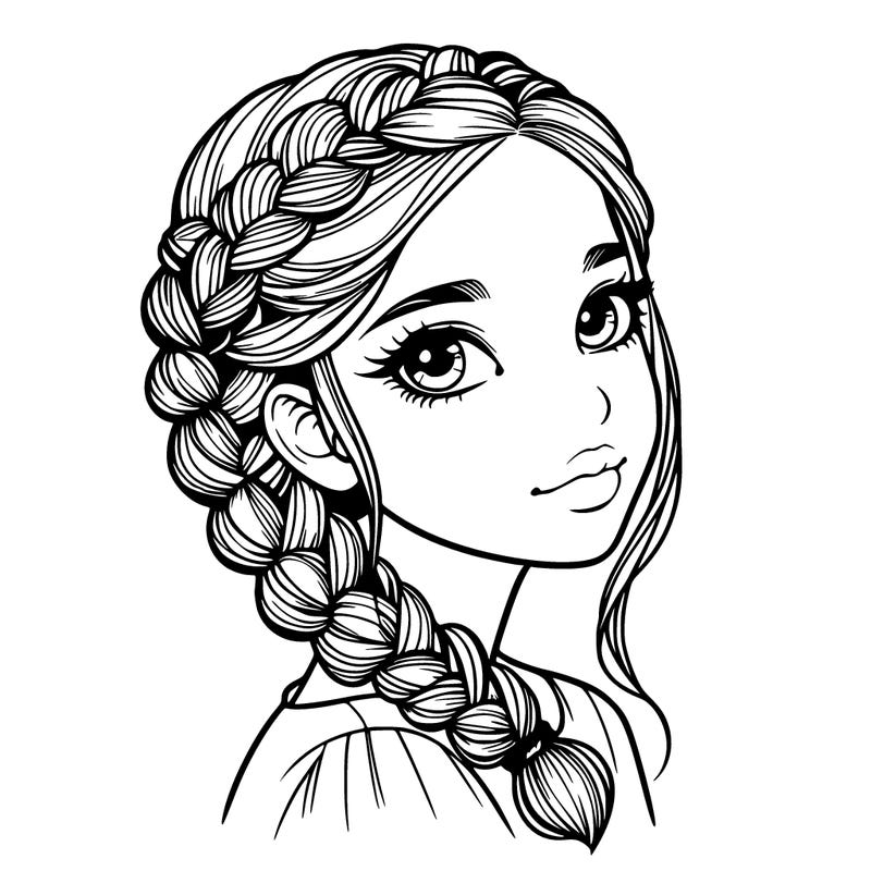 realistic girl with braids