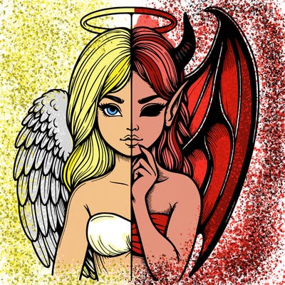 realistic angel half demon