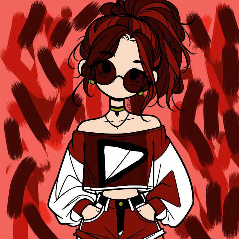 girl with a messy ponytail glasses a baggy crop top and jean shorts