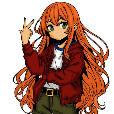 one anime girl with long hair and a cool pose