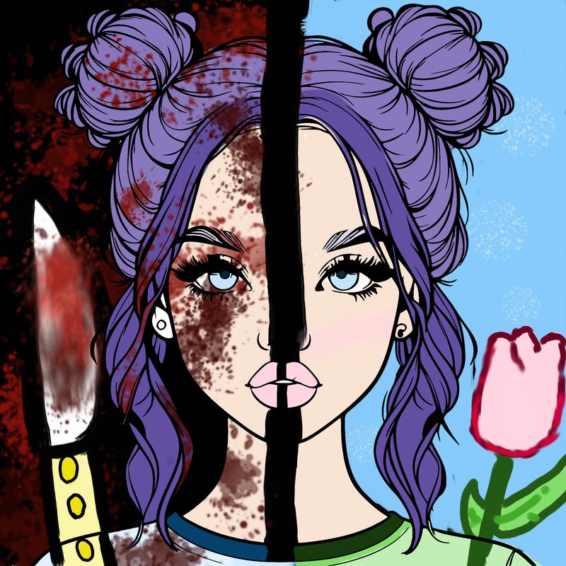 realistic girl with two buns in hair and lips