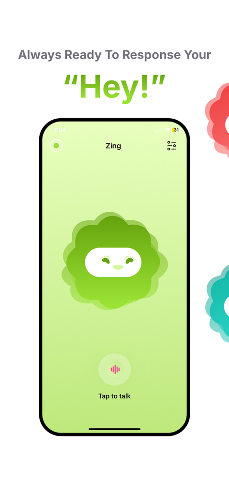 LiFi Ai - Interface of LiFi Ai app showing a friendly character and a tap to talk button for voice interaction