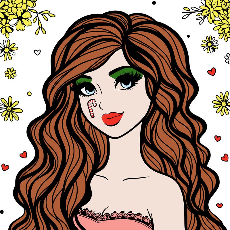 pretty woman with long wavy hair