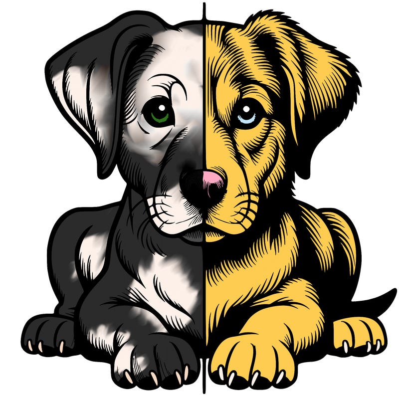 realistic dog split picture
