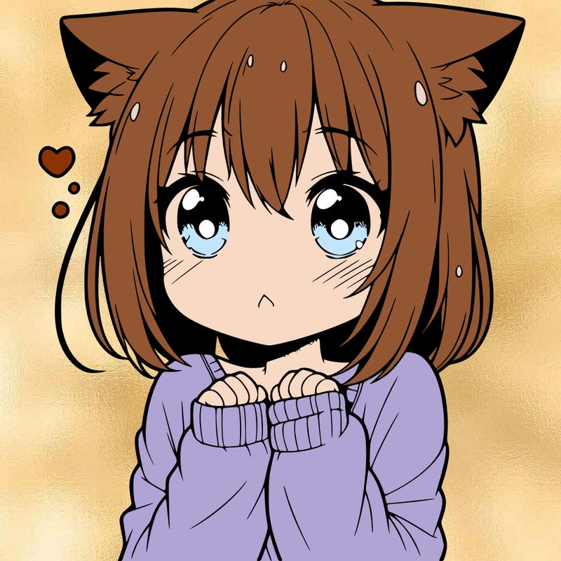 shy anime catgirl