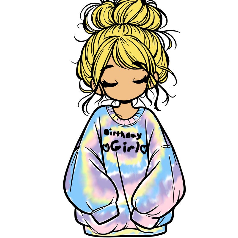 girl with baggy sweatshirt and messy bun