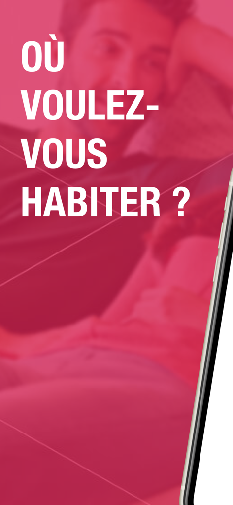 Inli real estate app screen asking Where do you want to live in French