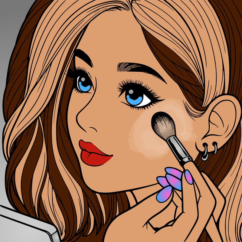 a realistic girl doing her makeup
