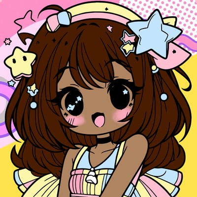 cute anime girl with star accessories