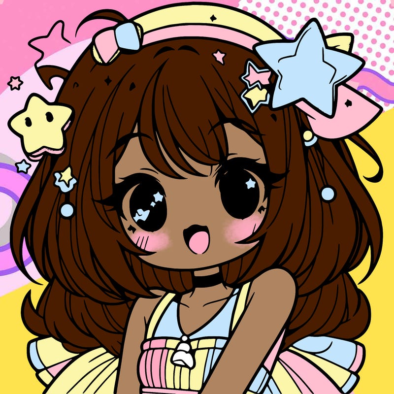 cute anime girl with star accessories