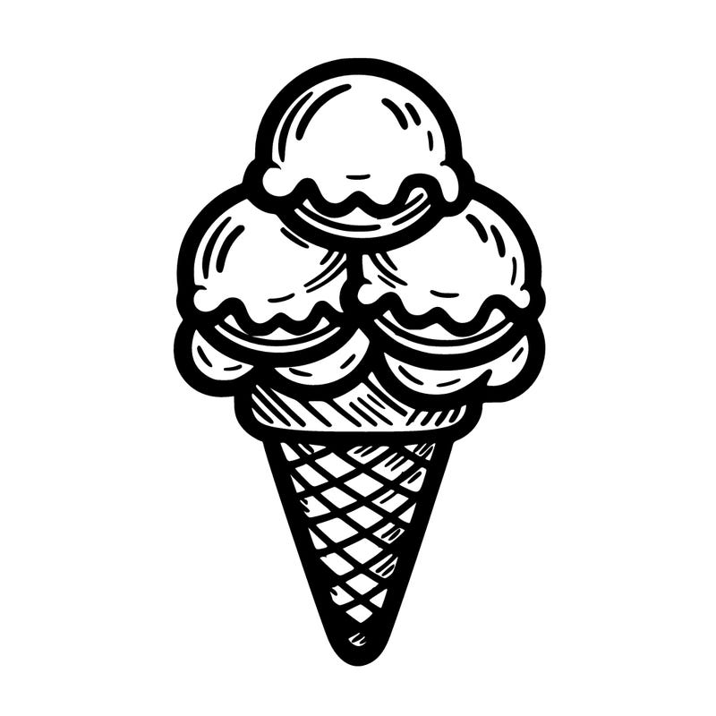 ice cream cone with 3 scoops