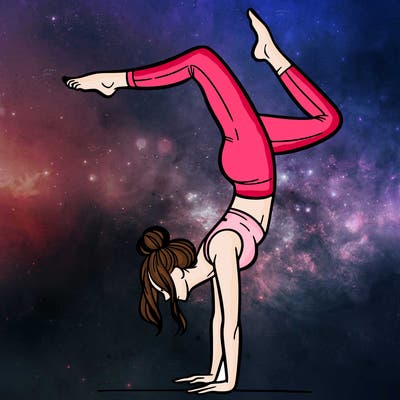 a woman doing a handstand